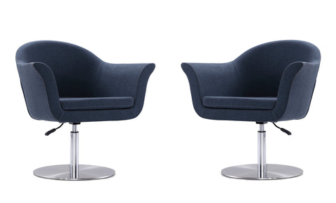 Manhattan Comfort Voyager Modern Woven Blend Swivel Lounge Chair in Smokey Blue - Set of 2