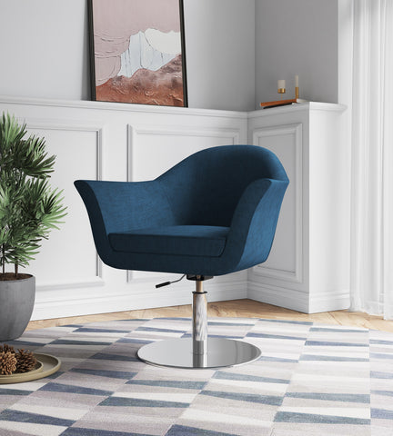 Manhattan Comfort Voyager Modern Woven Blend Swivel Lounge Chair in Smokey Blue - Set of 2