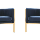 Manhattan Comfort Paramount Modern Velvet Lounge Chair in Royal Blue - Set of 2