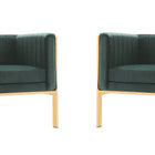 Manhattan Comfort Paramount Modern Velvet Lounge Chair in Forest Green - Set of 2