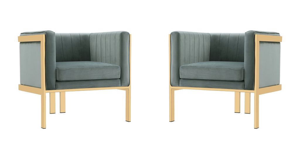 Manhattan Comfort Paramount Modern Velvet Lounge Chair in Warm Gray - Set of 2