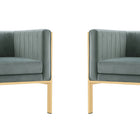 Manhattan Comfort Paramount Modern Velvet Lounge Chair in Warm Gray - Set of 2