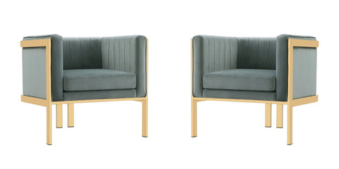 Manhattan Comfort Paramount Modern Velvet Lounge Chair in Warm Gray - Set of 2