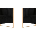 Manhattan Comfort Trillium Mid-Century Modern Velvet Lounge Chair in Black - Set of 2