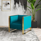 Manhattan Comfort Trillium Mid-Century Modern Velvet Lounge Chair in Teal - Set of 2