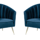 Manhattan Comfort Rosemont Mid-Century Modern Velvet Accent Armchair in Blue - Set of 2