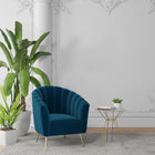 Manhattan Comfort Rosemont Mid-Century Modern Velvet Accent Armchair in Blue - Set of 2
