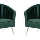 Manhattan Comfort Rosemont Mid-Century Modern Velvet Accent Armchair in Green - Set of 2