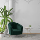 Manhattan Comfort Rosemont Mid-Century Modern Velvet Accent Armchair in Green - Set of 2