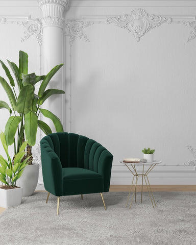Manhattan Comfort Rosemont Mid-Century Modern Velvet Accent Armchair in Green - Set of 2