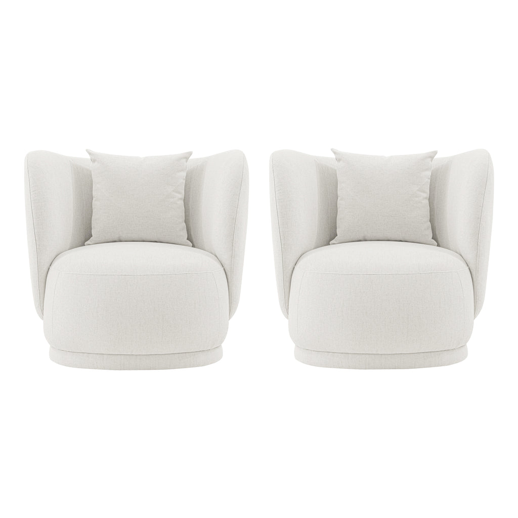 Manhattan Comfort Siri Modern Upholstered Lounge Chair in Cream - Set of 2