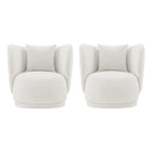 Manhattan Comfort Siri Modern Upholstered Lounge Chair in Cream - Set of 2