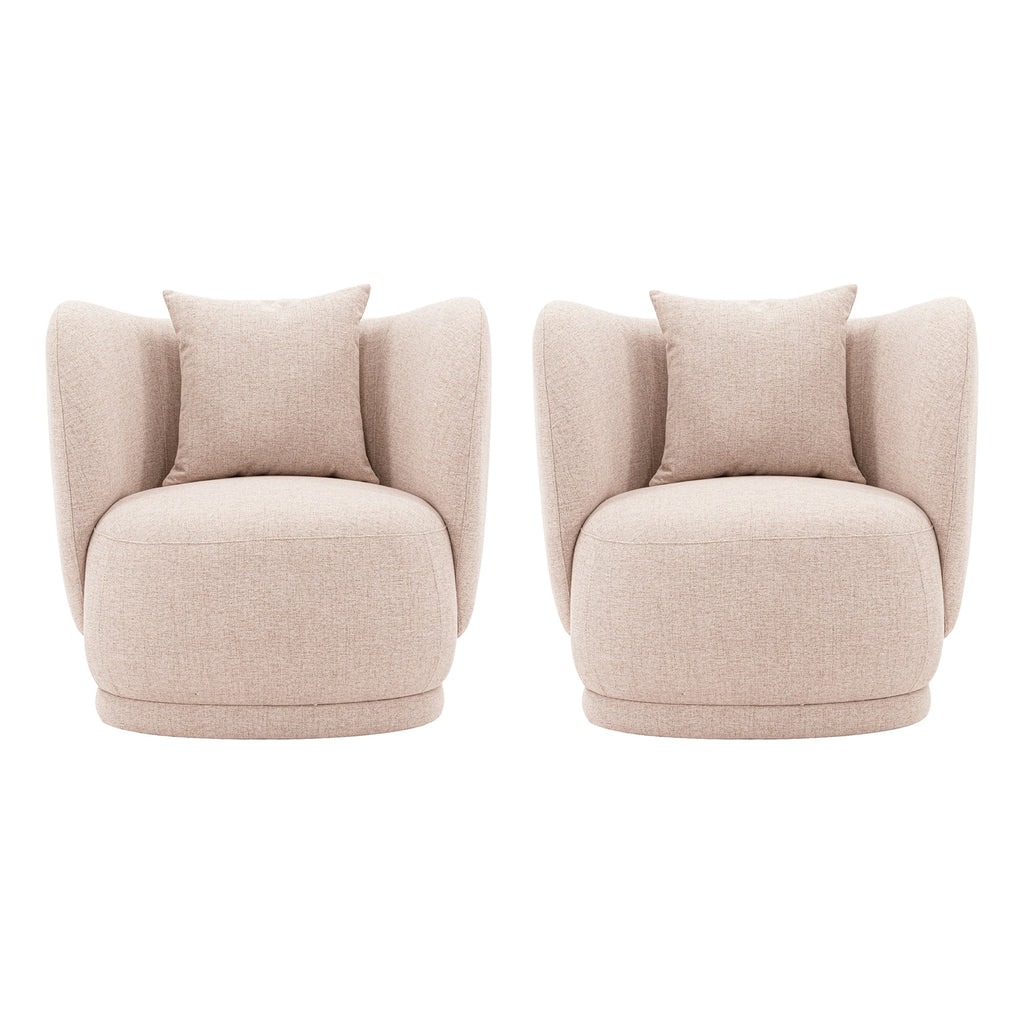 Manhattan Comfort Siri Modern Upholstered Lounge Chair in Wheat - Set of 2