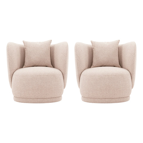 Manhattan Comfort Siri Modern Upholstered Lounge Chair in Wheat - Set of 2