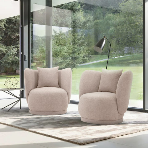 Manhattan Comfort Siri Modern Upholstered Lounge Chair in Wheat - Set of 2