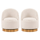 Manhattan Comfort Leela Modern Chenille Swivel Lounge Chair in Cream - Set of 2