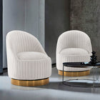 Manhattan Comfort Leela Modern Chenille Swivel Lounge Chair in Cream - Set of 2