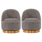 Manhattan Comfort Leela Modern Chenille Swivel Lounge Chair in Gray - Set of 2
