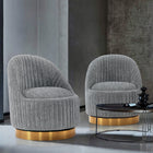 Manhattan Comfort Leela Modern Chenille Swivel Lounge Chair in Gray - Set of 2