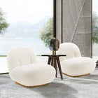 Manhattan Comfort Edina Modern Boucle Lounge Chair in White - Set of 2