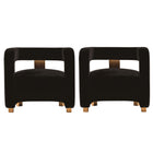 Manhattan Comfort Amirah Modern Velvet Lounge Chair in Black - Set of 2