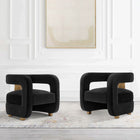 Manhattan Comfort Amirah Modern Velvet Lounge Chair in Black - Set of 2