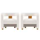 Manhattan Comfort Amirah Modern Velvet Lounge Chair in White - Set of 2