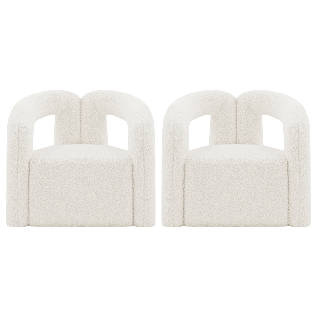 Manhattan Comfort Darian Modern Boucle Lounge Chair in White - Set of 2