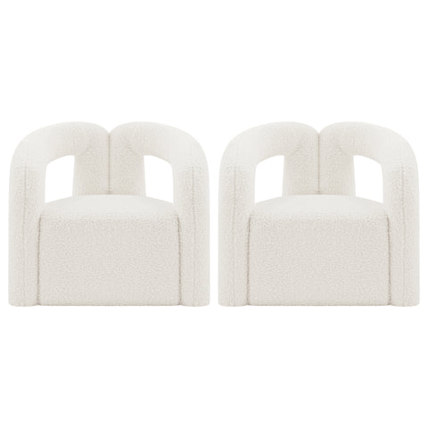 Manhattan Comfort Darian Modern Boucle Lounge Chair in White - Set of 2