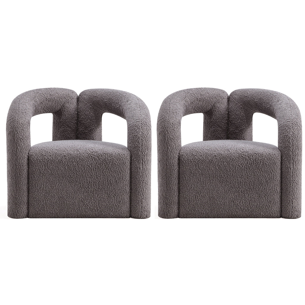Manhattan Comfort Darian Modern Boucle Lounge Chair in Gray - Set of 2