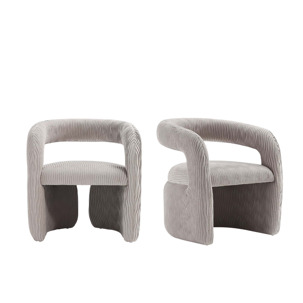 Manhattan Comfort Corvette Mid-Century Modern Velvet Lounge Chair in Dove - Set of 2
