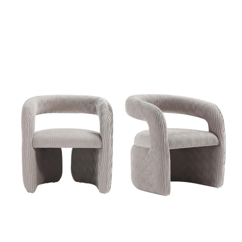 Manhattan Comfort Corvette Mid-Century Modern Velvet Lounge Chair in Dove - Set of 2