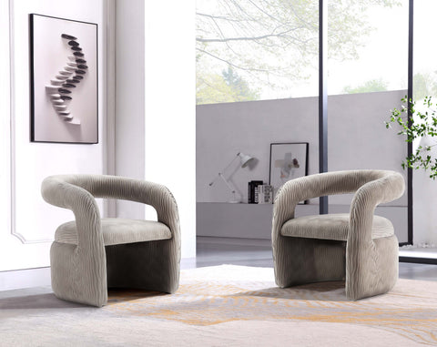 Manhattan Comfort Corvette Mid-Century Modern Velvet Lounge Chair in Dove - Set of 2