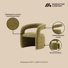 Manhattan Comfort Corvette Mid-Century Modern Velvet Lounge Chair in Olive Green - Set of 2
