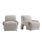 Manhattan Comfort Verandah Mid-Century Modern Chenille Lounge Chair in Beige - Set of 2