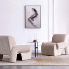 Manhattan Comfort Verandah Mid-Century Modern Chenille Lounge Chair in Beige - Set of 2