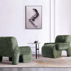 Manhattan Comfort Verandah Mid-Century Modern Chenille Lounge Chair in Olive Green - Set of 2