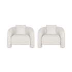 Manhattan Comfort Sylvia Modern Glam Tweed Lounge Chair in Ivory - Set of 2