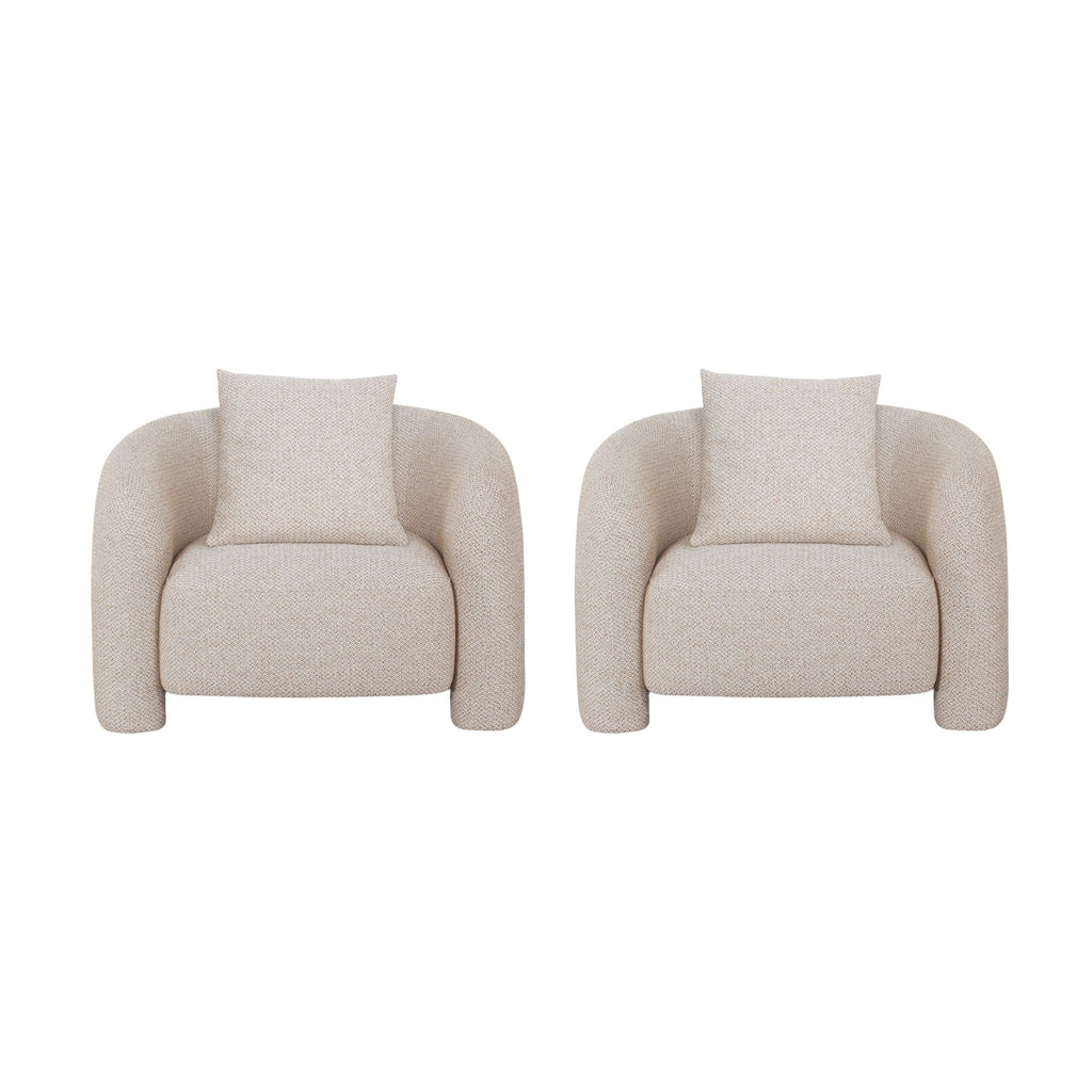 Manhattan Comfort Sylvia Modern Glam Tweed Lounge Chair in Gold Dust - Set of 2