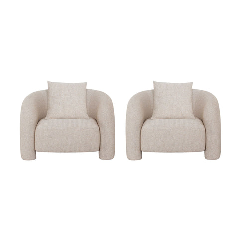 Manhattan Comfort Sylvia Modern Glam Tweed Lounge Chair in Gold Dust - Set of 2