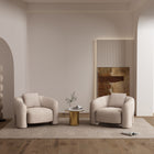 Manhattan Comfort Sylvia Modern Glam Tweed Lounge Chair in Gold Dust - Set of 2