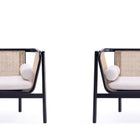 Manhattan Comfort Versailles Industry Chic Cane Wood Accent Armchair in Cream - Set of 2