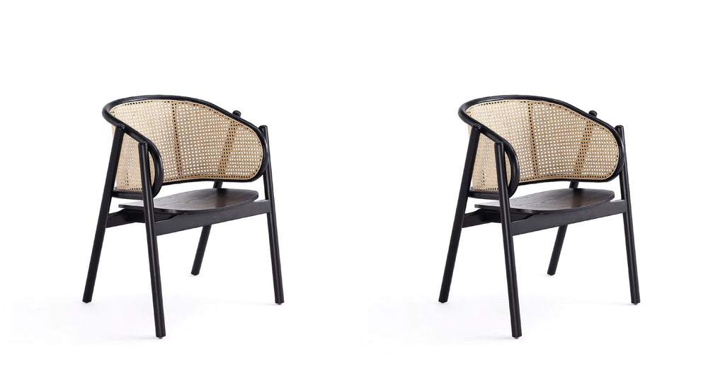 Manhattan Comfort Versailles Industry Chic Wood Accent Armchair in Black and Natural - Set of 2