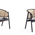 Manhattan Comfort Versailles Industry Chic Wood Accent Armchair in Black and Natural - Set of 2