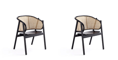 Manhattan Comfort Versailles Industry Chic Wood Accent Armchair in Black and Natural - Set of 2