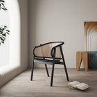Manhattan Comfort Versailles Industry Chic Wood Accent Armchair in Black and Natural - Set of 2