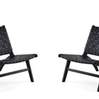 Manhattan Comfort Maintenon Industry Chic Vegan Leather Wood Accent Chair in Black - Set of 2