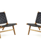 Manhattan Comfort Maintenon Industry Chic Vegan Leather Wood Accent Chair in Black and Natural - Set of 2