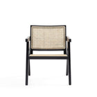 Manhattan Comfort Hamlet Industry Chic Cane Back Wood Accent Armchair in Black and Natural - Set of 2