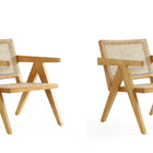 Manhattan Comfort Hamlet Industry Chic Cane Back Wood Accent Armchair in Natural - Set of 2